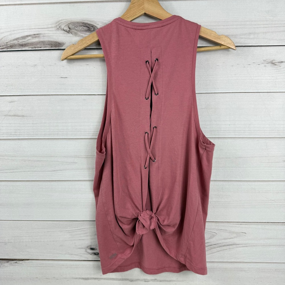Victoria Sport Tank Top Pink‎ Sleeveless Lace Up Back Activewear Small